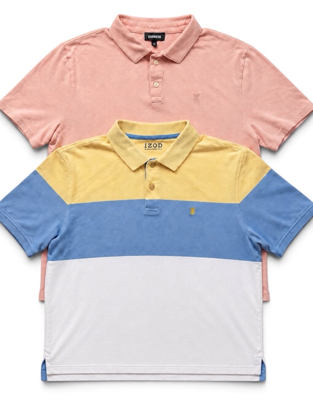 Men’s Polo Shirt Bundle Size XL Solid Express Polo IZOD Advantage Colorblock